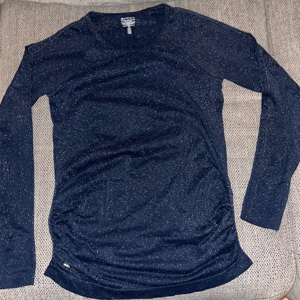 Athleta long sleeve sparkle navy shirt